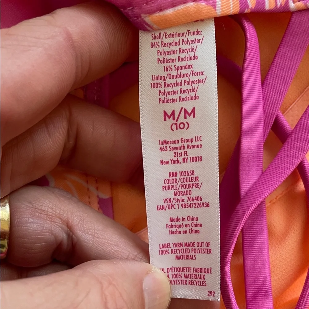 Justice Tropical Pink and Orange Kids One Piece Swimsuit nwt